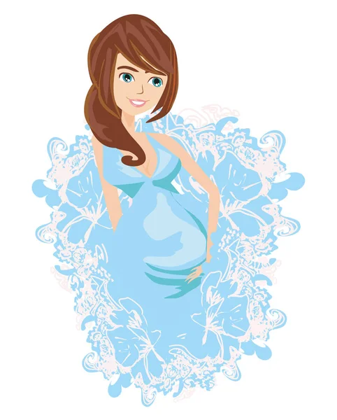 아름 다운 임신한 여자 카드 — 스톡 벡터