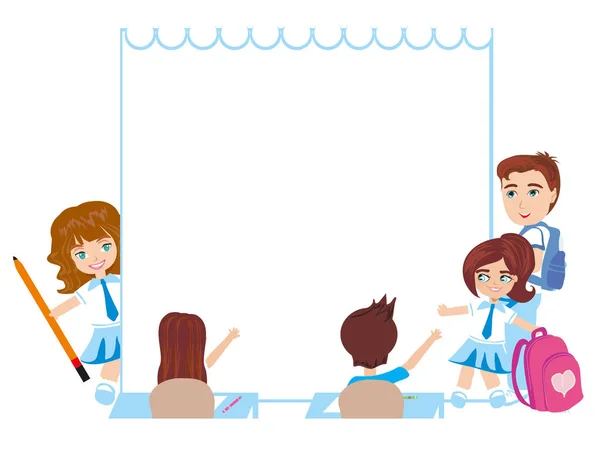 Kinderen in school frame — Stockvector