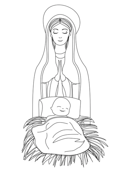 Virgen y Niño Jesús — Vector de stock