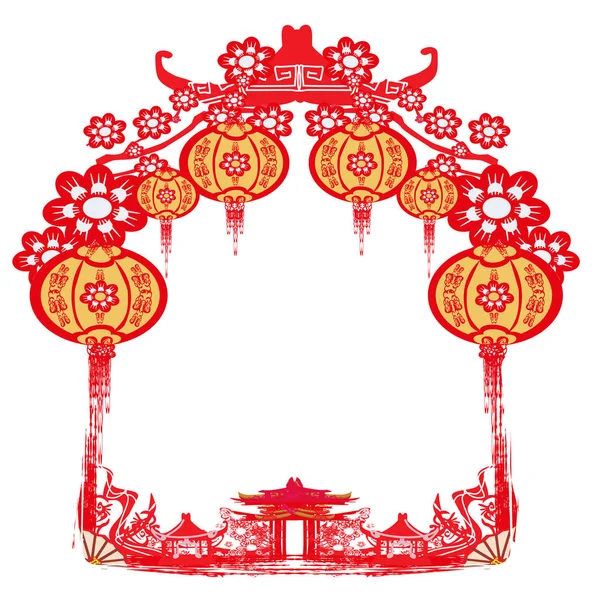 Fête de la mi-automne pour le Nouvel An chinois - cadre — Image vectorielle