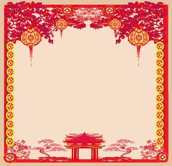 Fête de la mi-automne pour le Nouvel An chinois - cadre — Image vectorielle