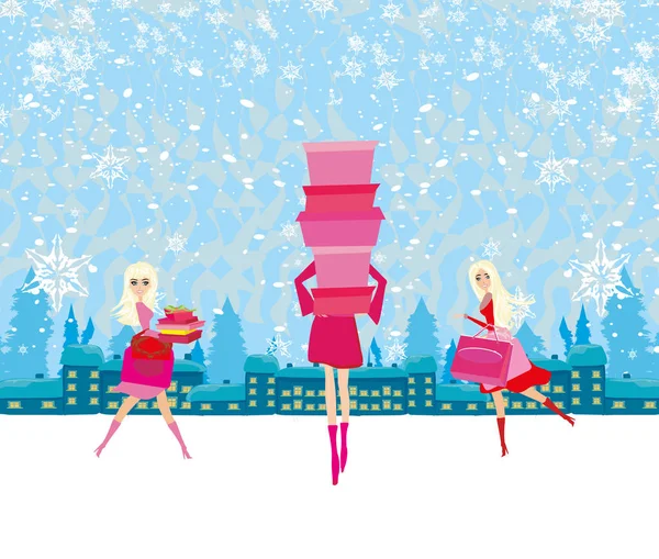 Güzel kızlar kış alışverişinde