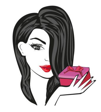 Hediye kutusu olan kız.