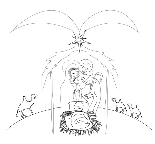 Birth of Jesus doodle — Stock Vector