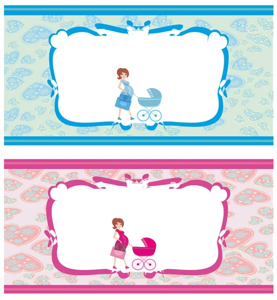Neugeborene set banner. zwei farben für jungen und mädchen. — Stockvektor