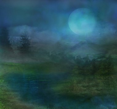 dağlarda gece yamaca valley yakınındaki ağaçlar