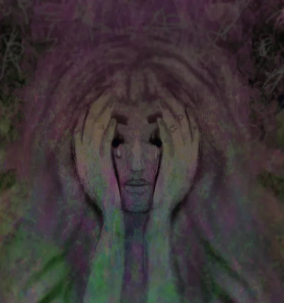 Депрессивная девушка плакала искусство — стоковое фото