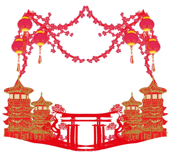 Fête de la mi-automne pour le Nouvel An chinois - cadre — Image vectorielle