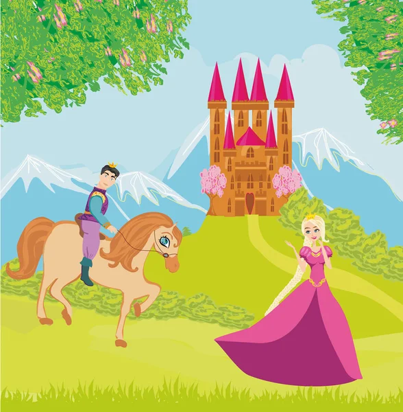 Hermoso príncipe y princesa — Vector de stock