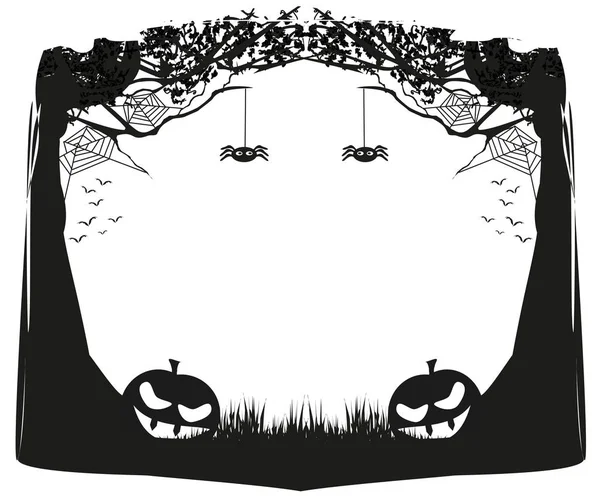 Noche de Halloween - marco blanco y negro — Vector de stock