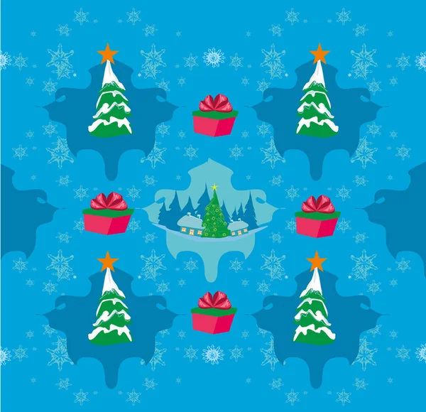 Christmas set icons backgraund card — Stock Vector