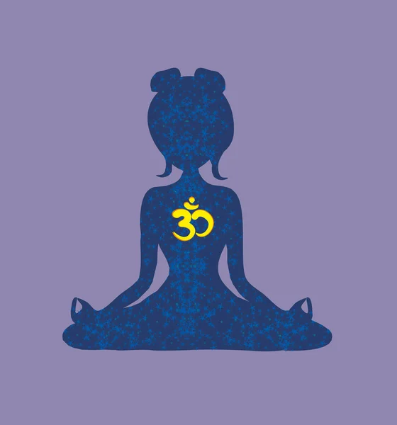 Yoga girl med ohm symbol — Stock vektor