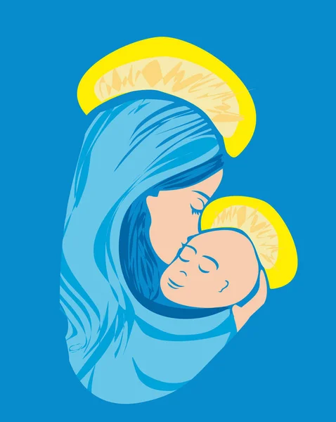 Virgen y Niño Jesús — Vector de stock