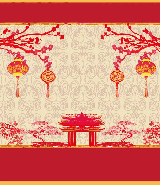 Fête de la mi-automne pour le Nouvel An chinois - carte — Image vectorielle