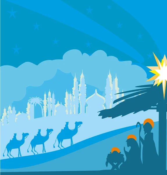 Jesu födelse i Betlehem — Stock vektor