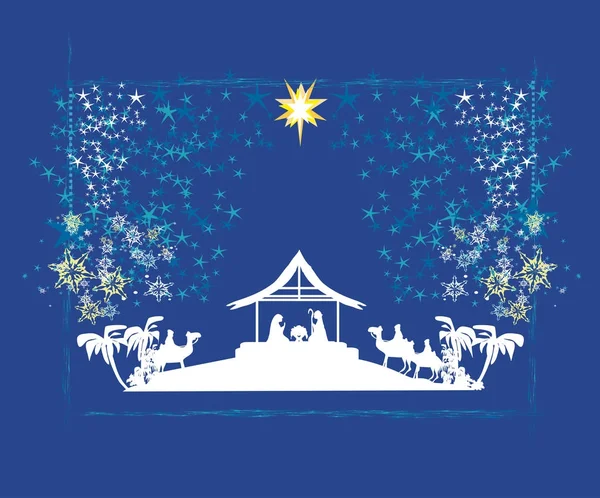 Scène biblique - naissance de Jésus à Bethléem. — Image vectorielle