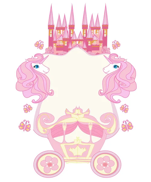 Красивая сказочная розовая рамка замка — стоковый вектор