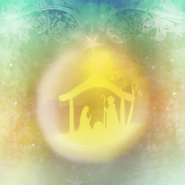 Jesu födelse i Betlehem i en glasbubbla — Stockfoto