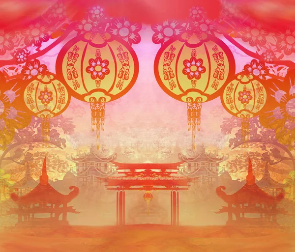 Φεστιβάλ Mid-Autumn για την κινεζική κάρτα του νέου έτους — Φωτογραφία Αρχείου
