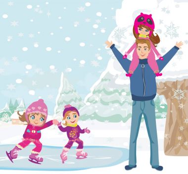 Küçük kızlar buz pistinde paten