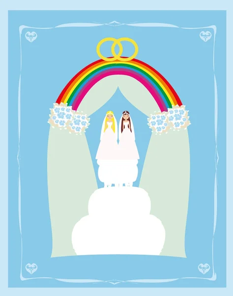 Gay mariage gâteau carte design — Image vectorielle