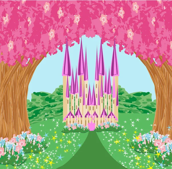 魔法の童話姫城 — ストックベクタ