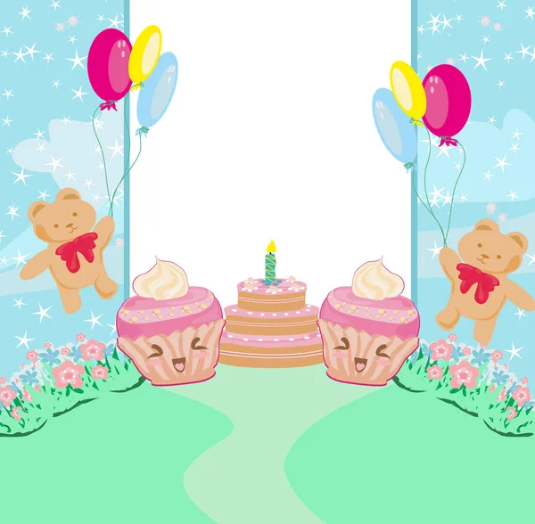 Süße Glückwunschkarte zum Geburtstag — Stockvektor