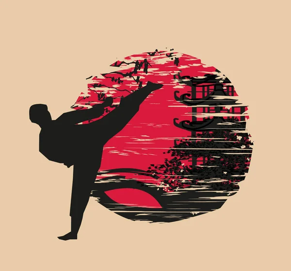 Ilustración abstracta creativa del luchador del karate — Archivo Imágenes Vectoriales