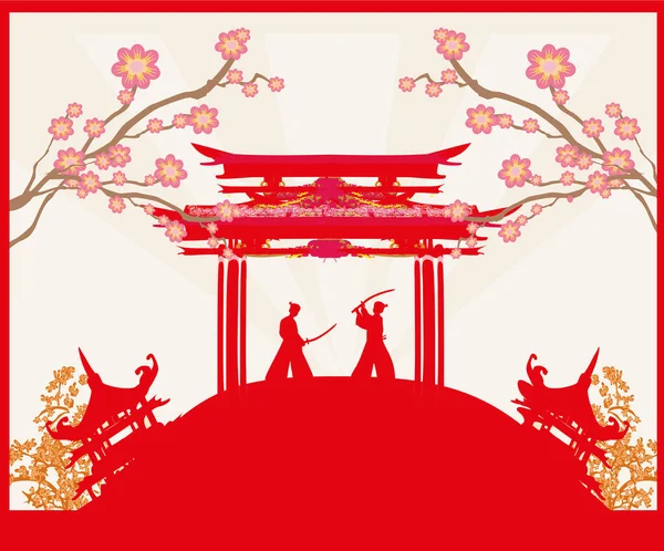 Chasseur samouraï japonais - carte — Image vectorielle