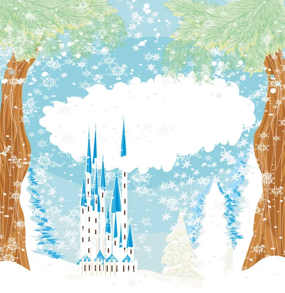 Paysage d'hiver avec château. — Image vectorielle