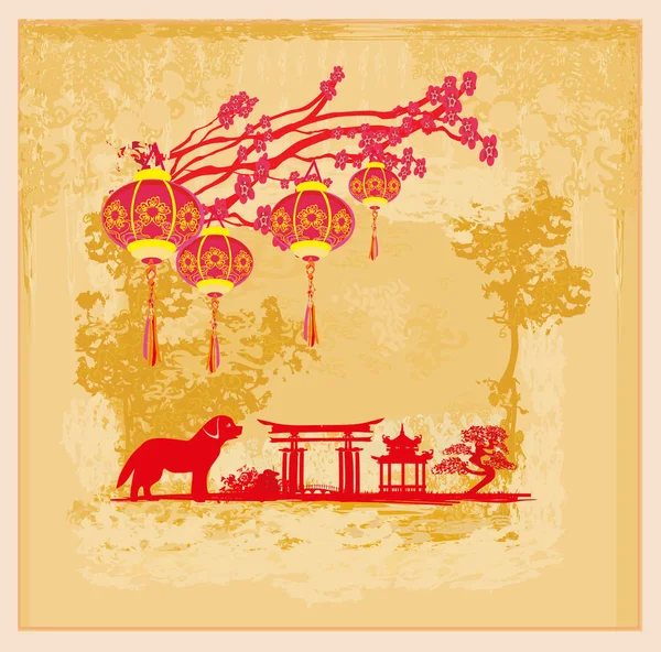 Kinesiska zodiaken året av hund — Stock vektor