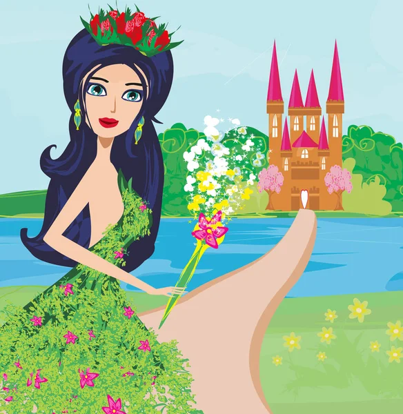 Piękny kwiatowy fairy karty — Wektor stockowy