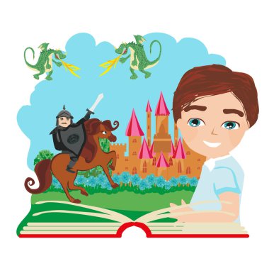 Çocuk sihirli kitap okumak