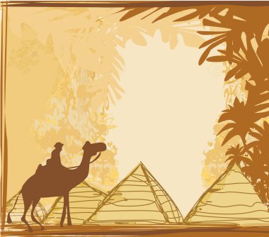 Giza ve deve ile eski kağıt piramitleri