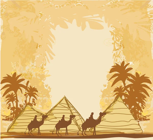 ピラミッドとビンテージ背景 — ストックベクタ