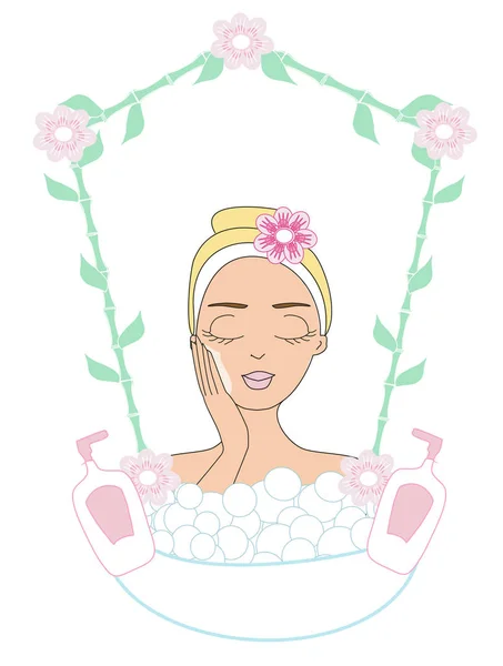 Bonita chica disfrutando elegante spa — Vector de stock