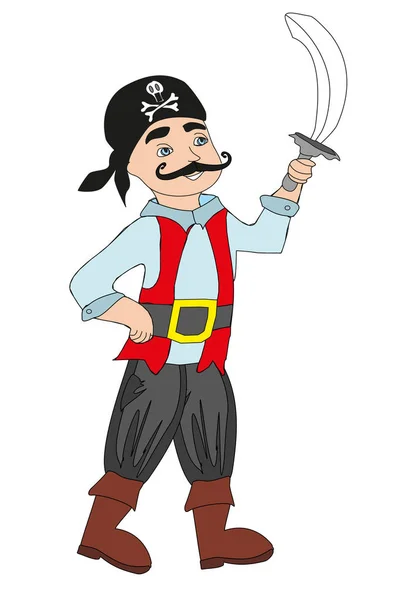 Pirata con una tarjeta de espada — Vector de stock