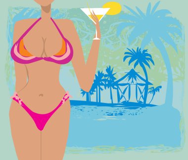 Seksi plaj kızı çerçevesi