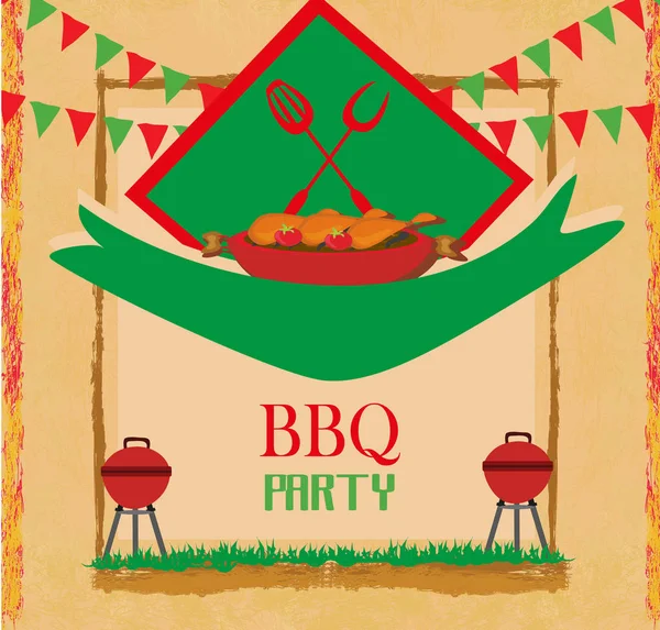 Barbecue Party menu card Invitation — Stock Vector
