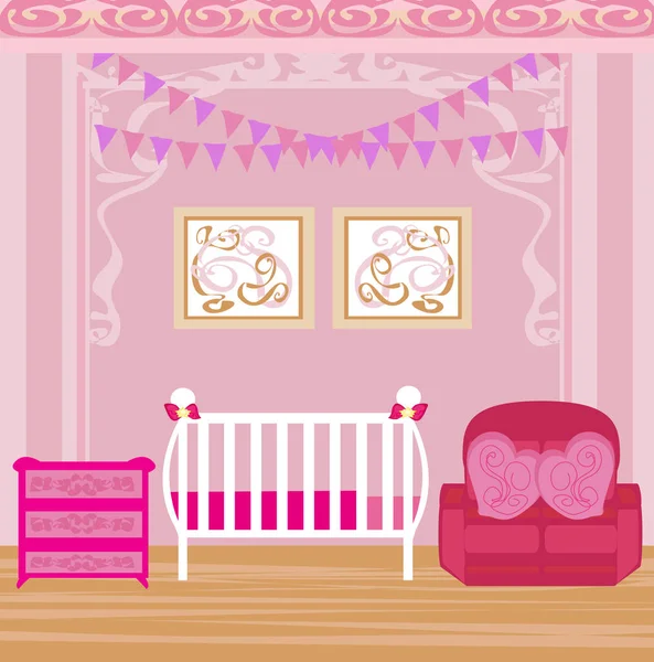 Bebek kız odası iç — Stok Vektör
