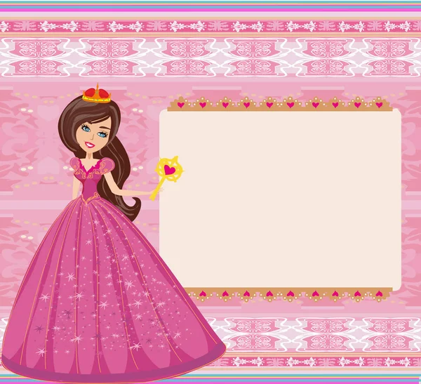 Beautiful princess - Cute happy birthday card — Stock Vector