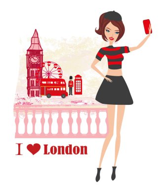 Londra'nın güzel genç kadın selfie
