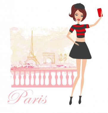 Paris güzel genç kadın selfie