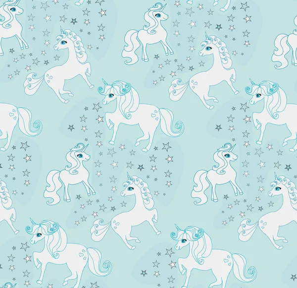 Cute seamless pattern with unicorns — Stock Vector