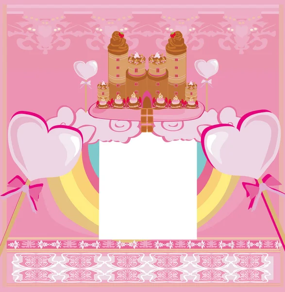 Castle with candy - sweet card — Stock Vector