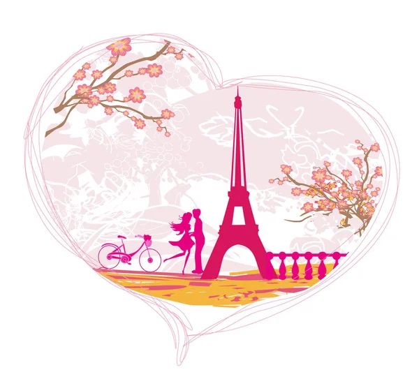Romantický pár v Paříži — Stockový vektor