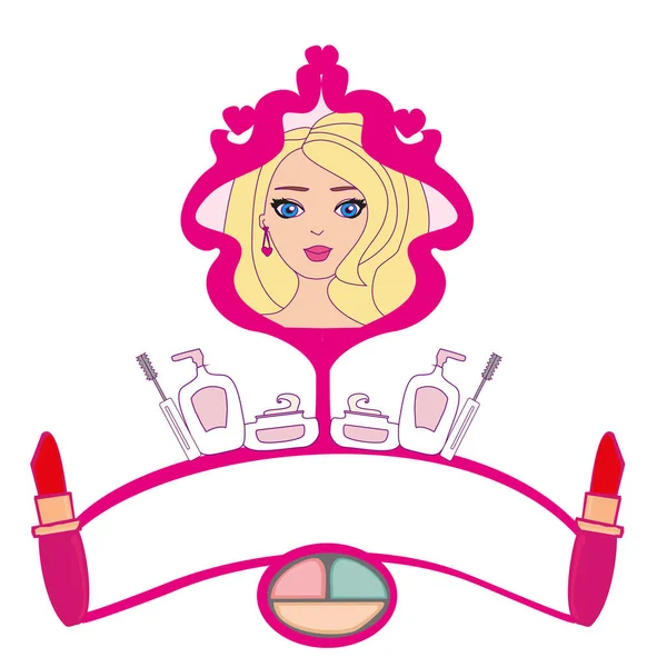 Maquillaje chica - tarjeta abstracta — Vector de stock