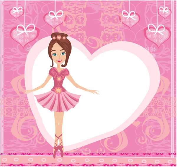 Ballerina roze kaartje — Stockvector
