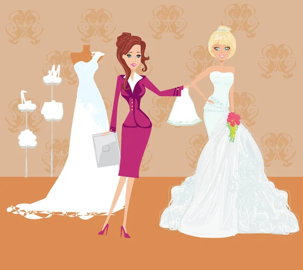 Wedding planner and bride — Stock Vector