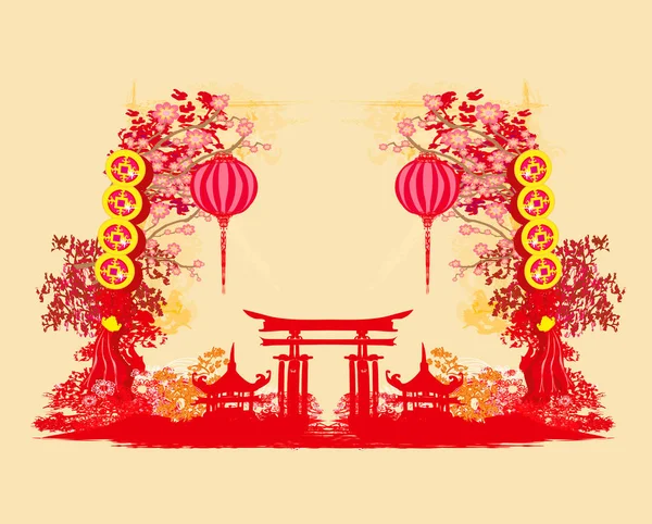 Festival de meados de outono para o Ano Novo Chinês - quadro — Vetor de Stock